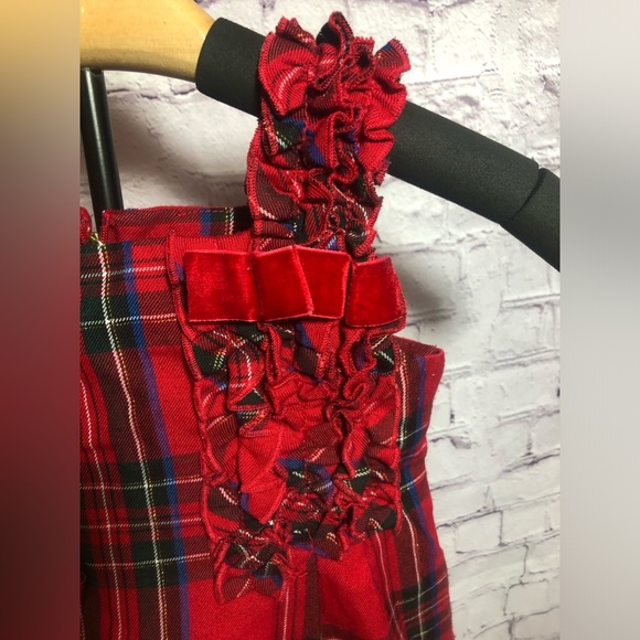 Children’s Place Plaid Red Dress Jumper Christmas Valentines Satin Ruffle Party - Picture 3 of 6